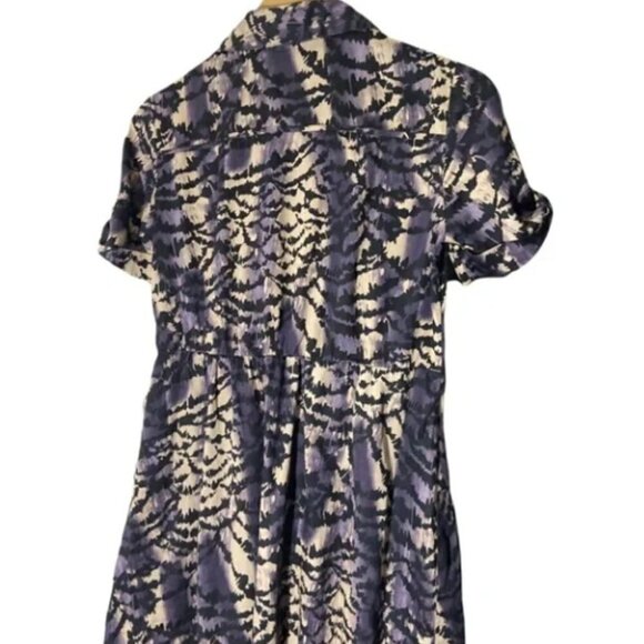 Alfani Button Down Purple  Abstract Animal Print Business Casual Shirt Dress - Picture 2 of 7